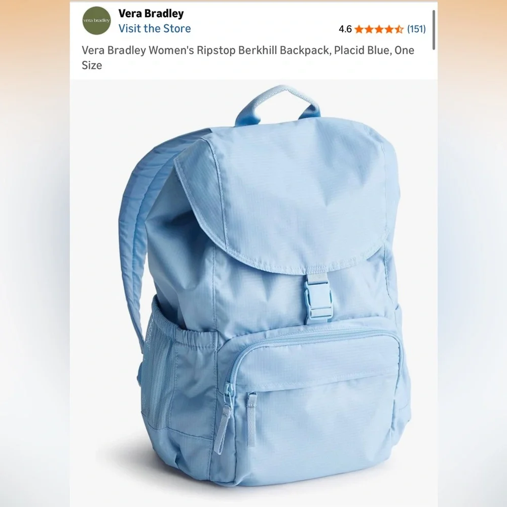 Vera Bradley Light Blue Nylon Backpack